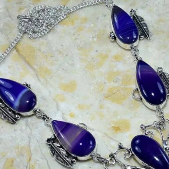 HANDCRAFTED BOTSWANA AGATE NECKLACE - Picture 3 of 5